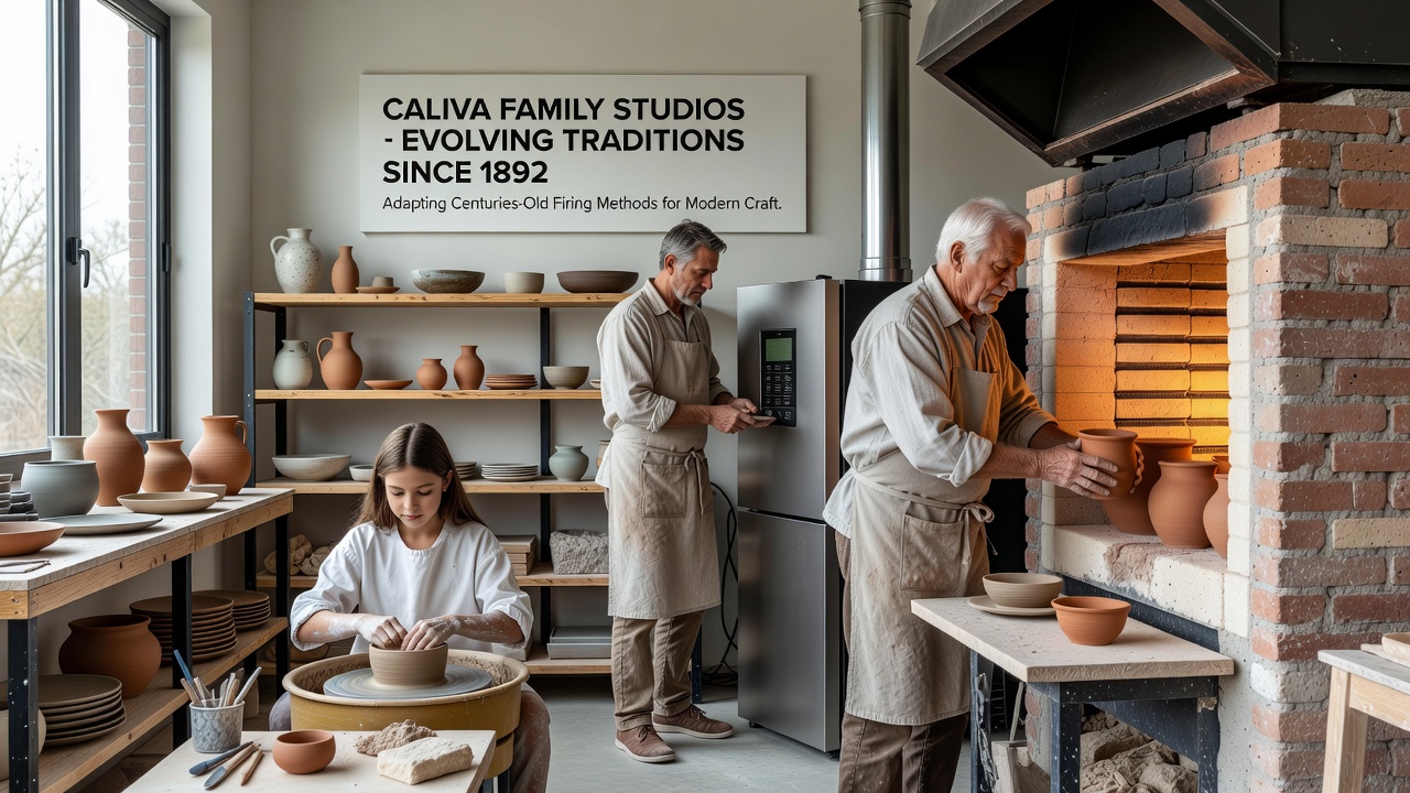 Artisan adjusting controls on an adapted noborigama kiln during a multi-day firing cycle in Caliva